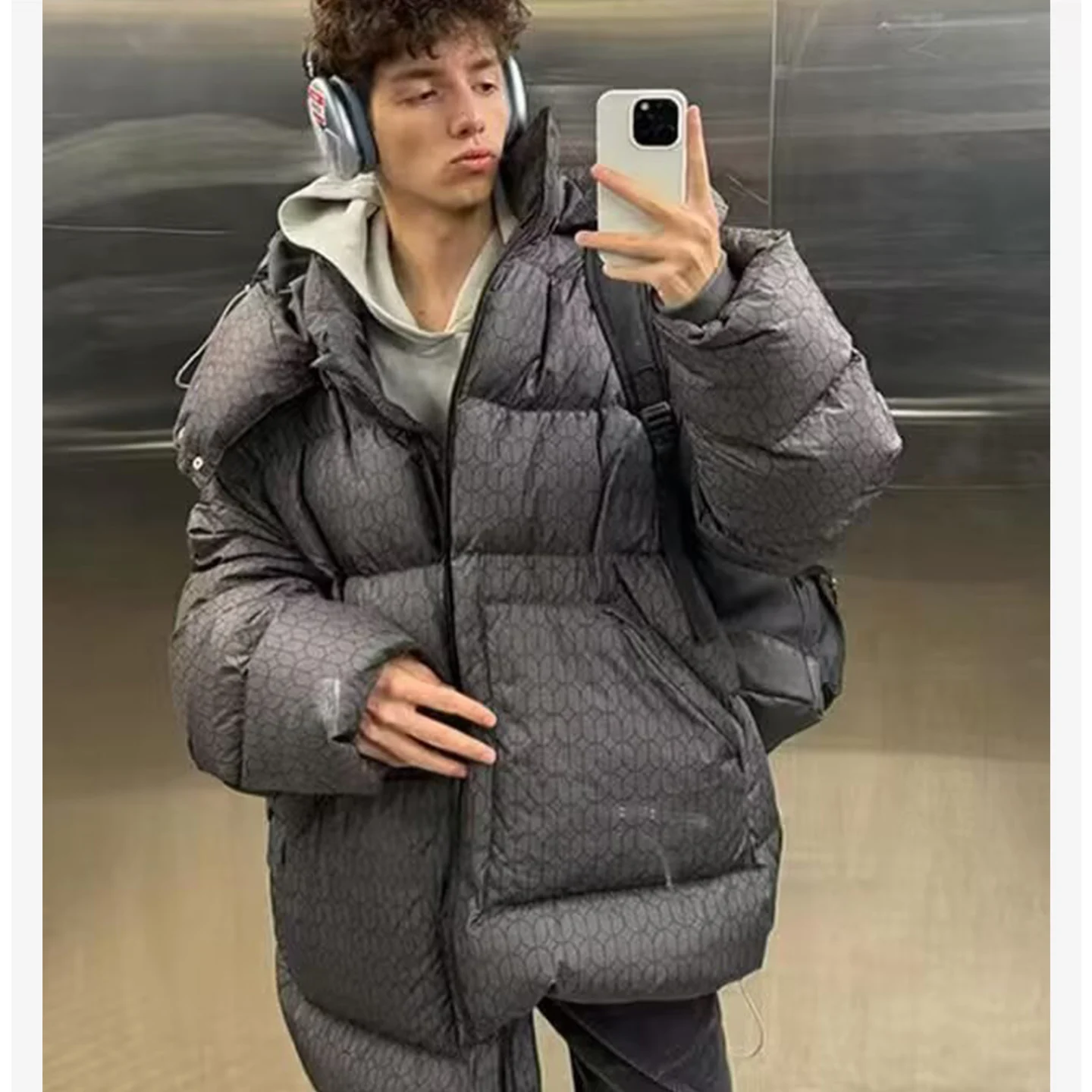 冬の新作 レディース カジュアル ロング丈 ジップアップ フード付き プリント コットン ジャケット コート ストレートカット 通勤 スタイリッシュ ミドル丈