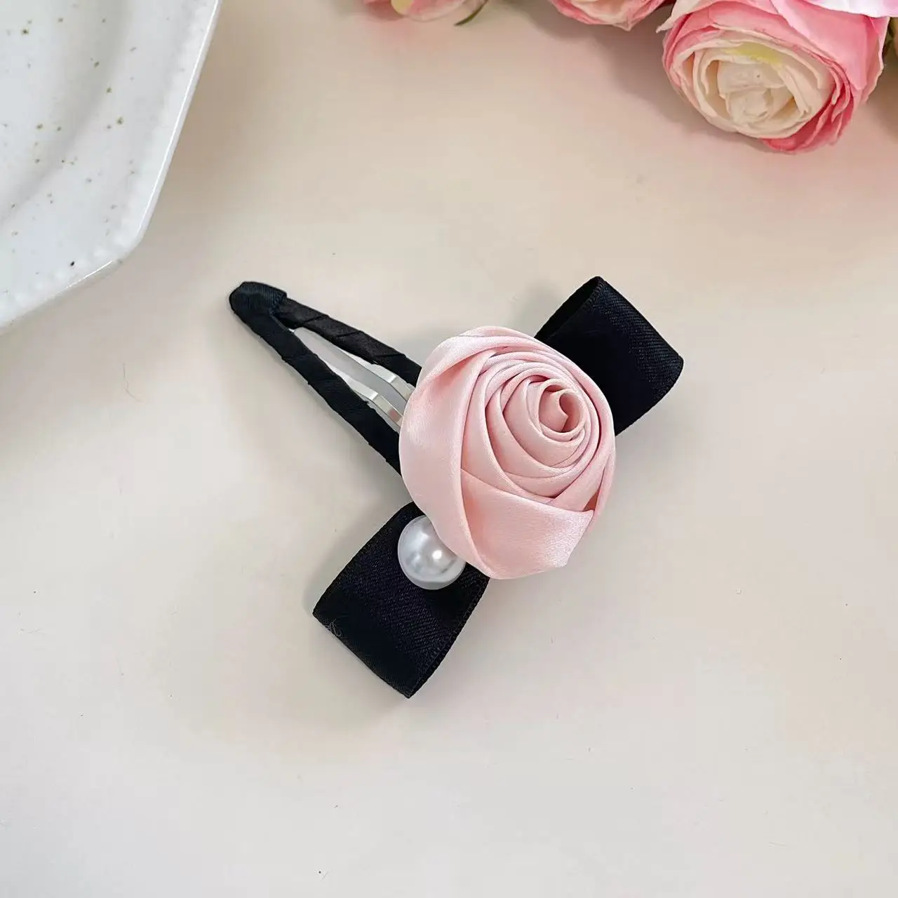 1 Stück elegante und süße Haarspange mit rosa Schleife für Mädchen, Haarspange zur Verwendung an der Seite, Haargummis, Haaraccessoires. – Detail 6
