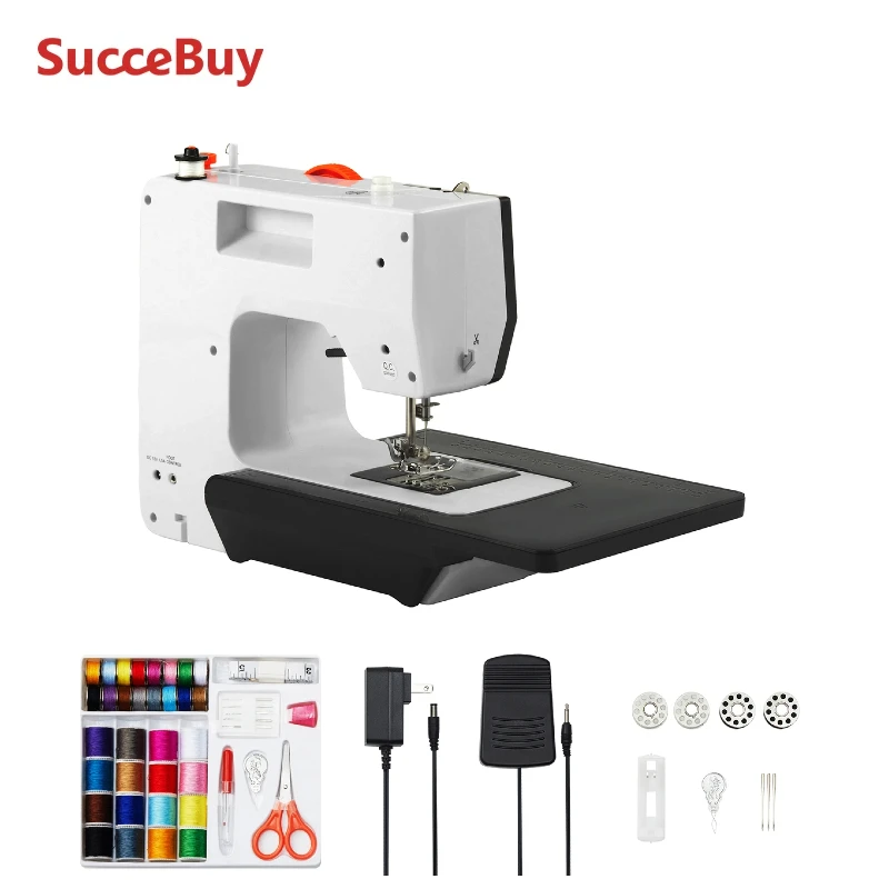 

Портативная швейная машина SucceBuy для начинающих: 38 встроенных строчек, обратное шитье, две скорости