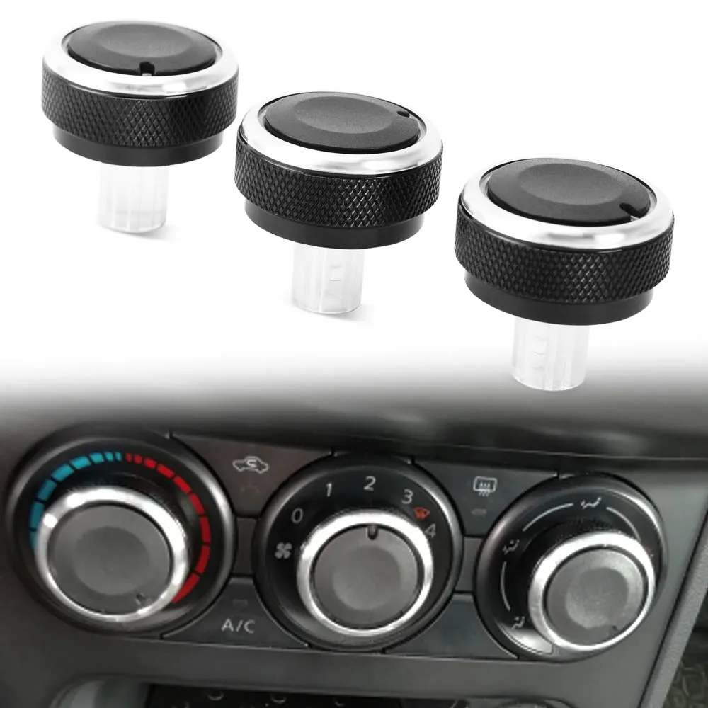 3x Aluminum Alloy Air Conditioning AC Switch Knob Heat Climate Control For Nissan Qashqai Dualis J10 2006 - 2013