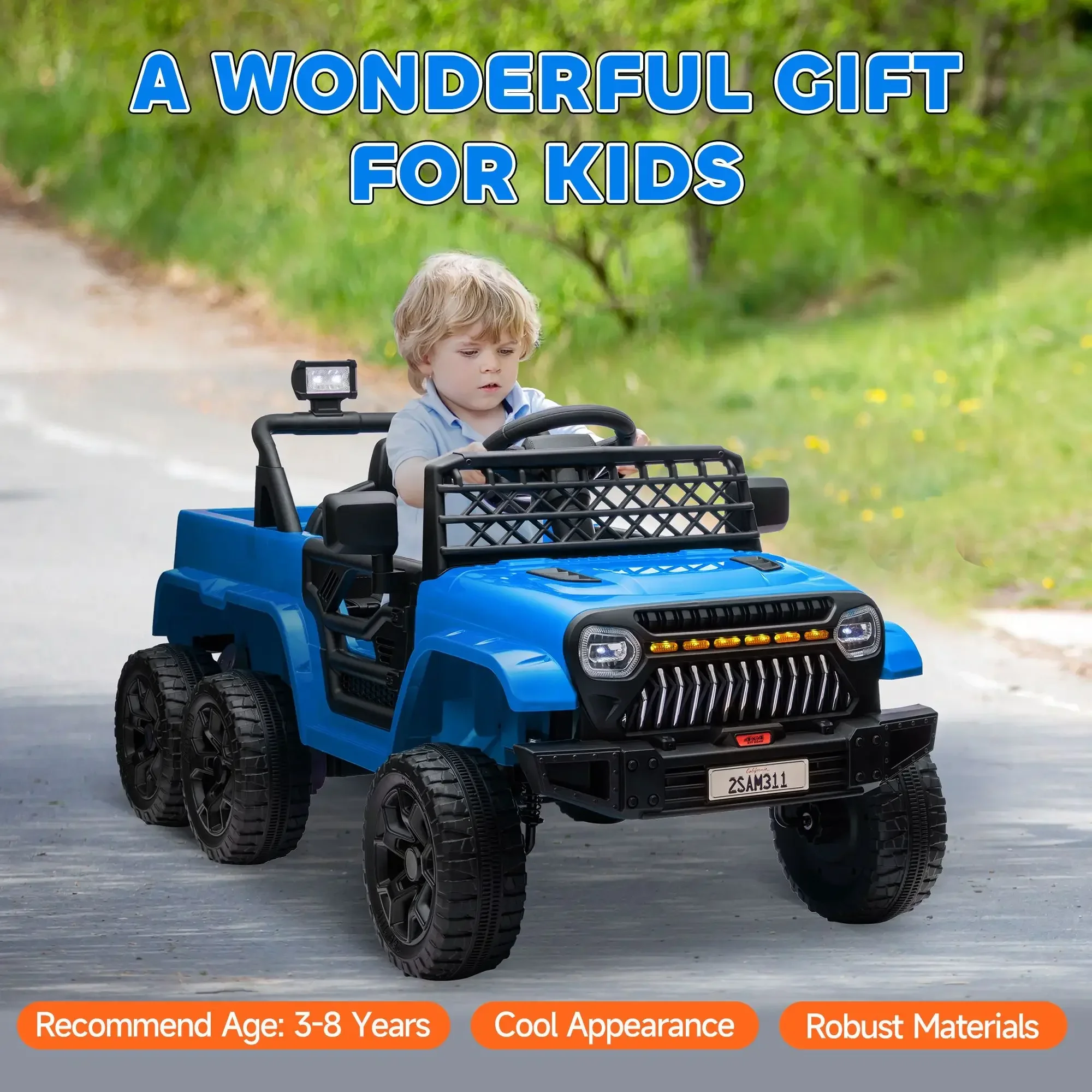 Children ride spring switchable electric vehicle parent remote control rear trailer