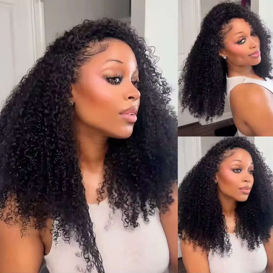Krullende halve pruiken voor zwarte vrouwen 200% dichtheid 3-in-1 halve pruik 16-32 inch Echt haar met trekkoord Beginnersvriendelijk