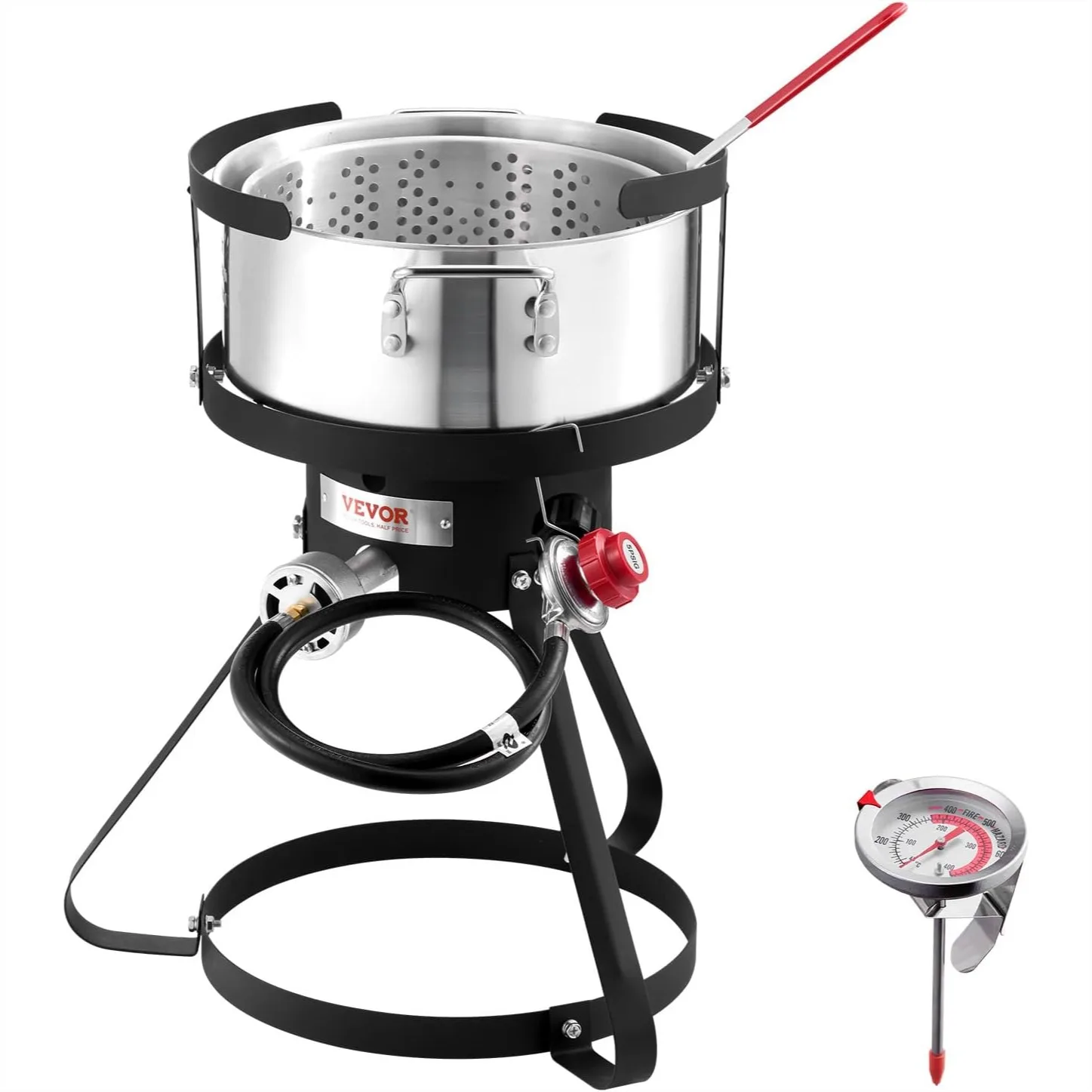 

10 Qt Fish and Wing Fryer, Aluminum Propane Deep Fryer Kit with Thermometer & Basket, 54,000 BTU Outdoor Cooking