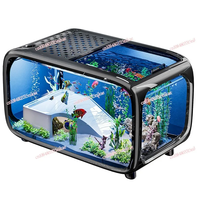 Fish tank household premium transparent living room with lid landscaping ecological tank entrance decorative plastic aquarium