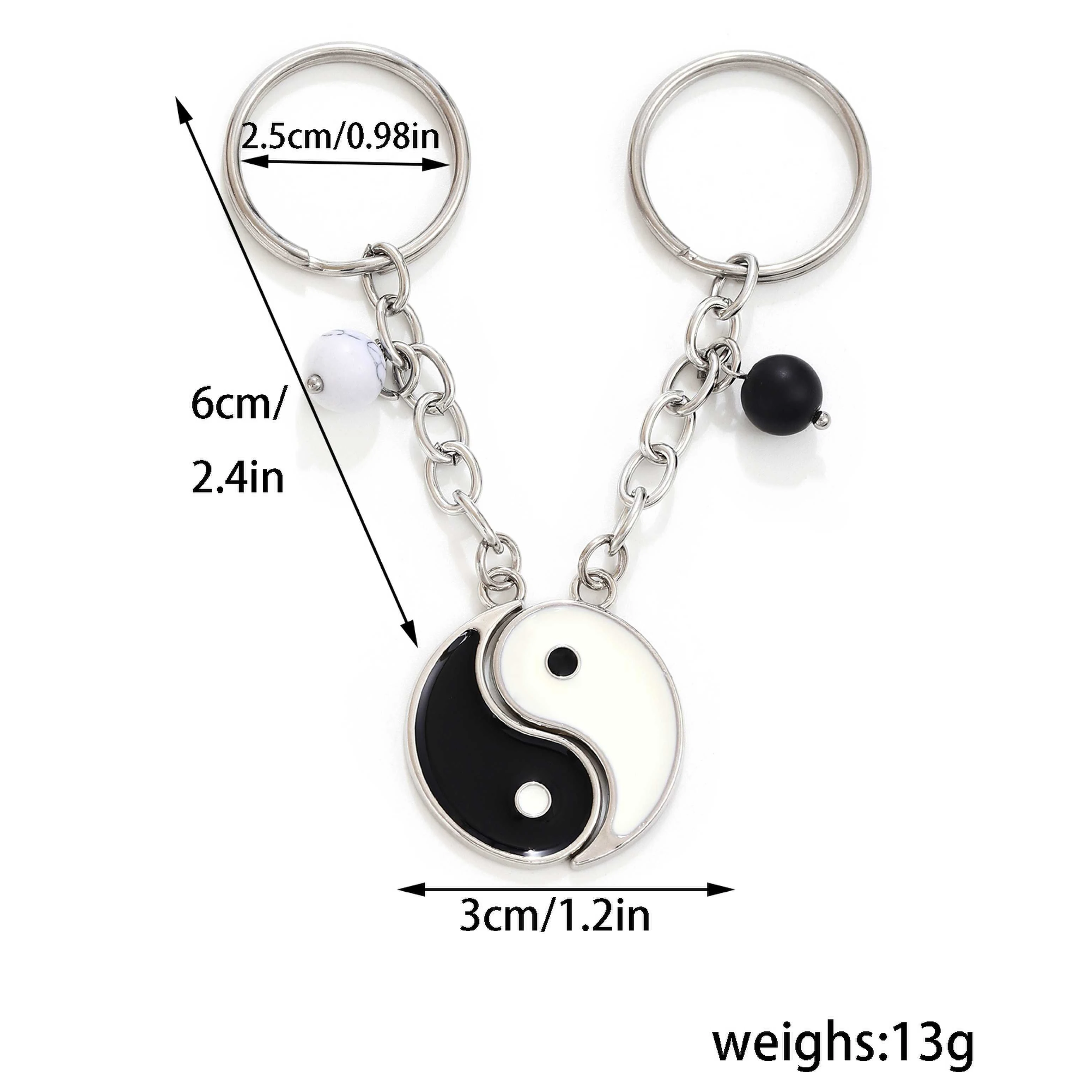 مجموعة مطابقة سلسلة المفاتيح Yin Yang Tai Chi للأزواج/BFFs - هدية رمز الصداقة، سلسلة مفاتيح ساحرة على ظهره للرجال والنساء