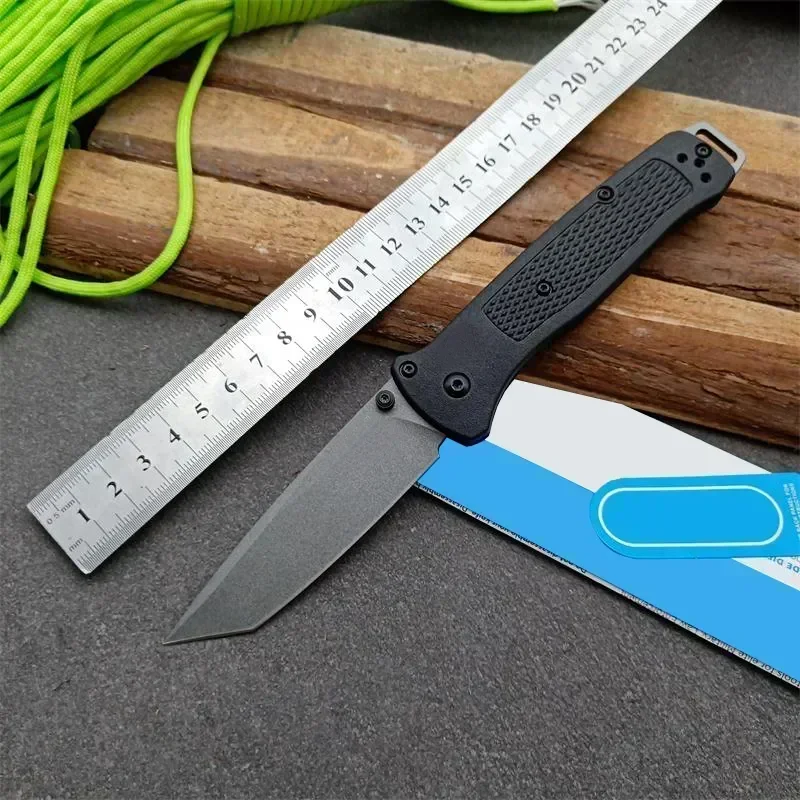 Couteau de poche d'autodéfense BM avec poignée en nylon, flipper de survie, outil de camping et de chasse, opaque, extérieur, EDC, pliant, 537