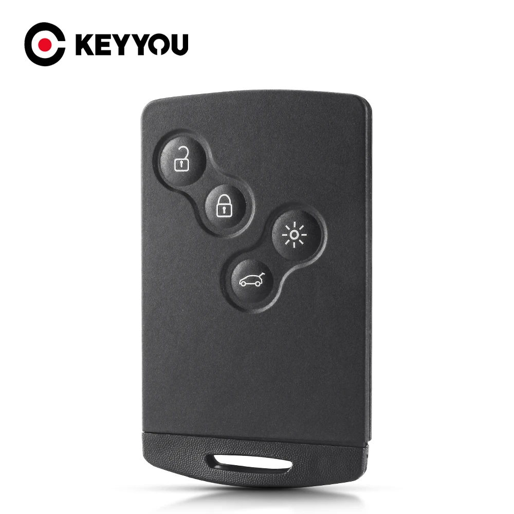 

KEYYOU 10PCS Smart Card Remote Car Key Fob Shell For Renault Clio Laguna Koleos Logan Megane 2 3 Scenic 4 Buttons Insert Blade