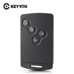 KEYYOU 10PCS Smart Card Remote Car Key Fob Shell For Renault Clio Laguna Koleos Logan Megane 2 3 Scenic 4 Buttons Insert Blade