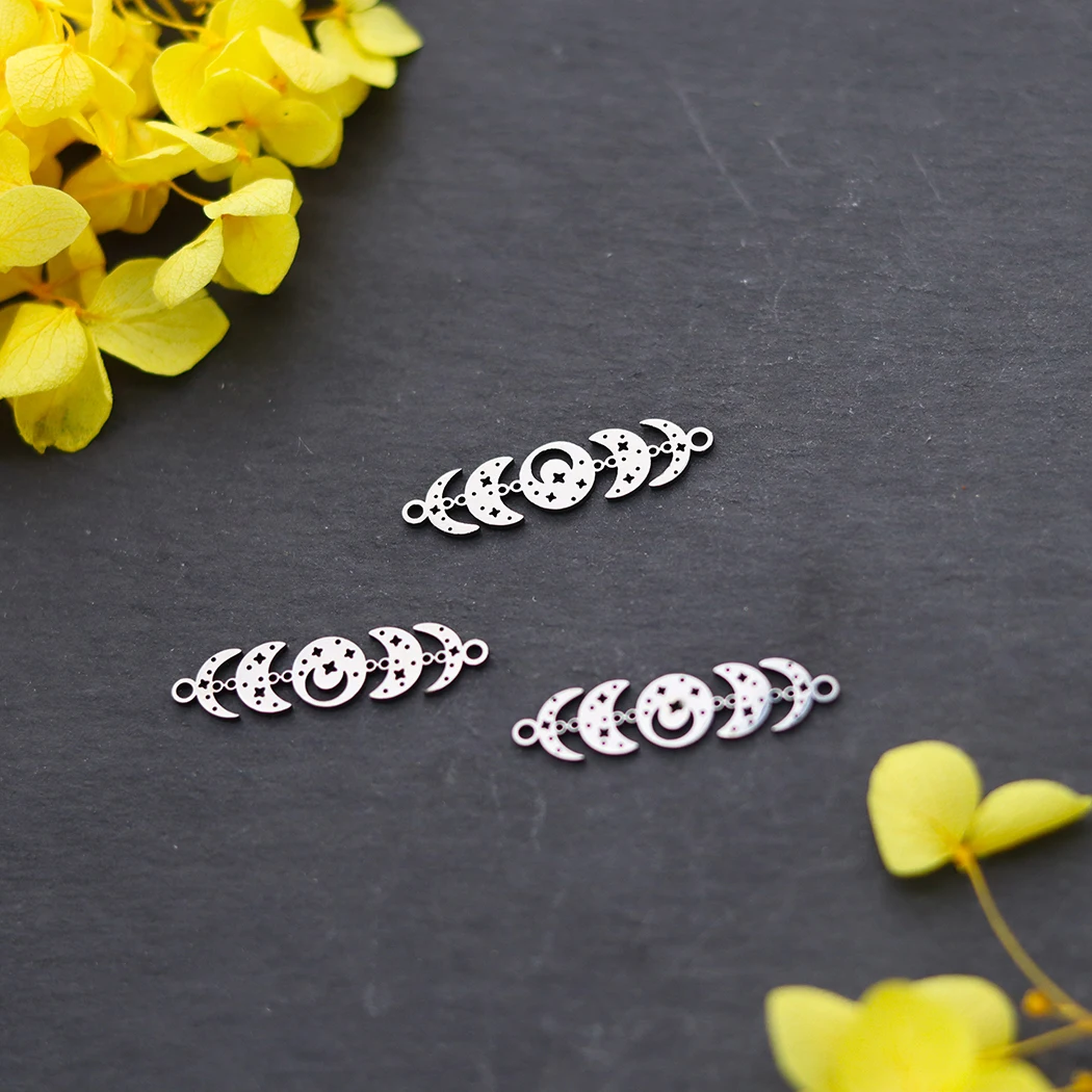 3pcs Celestial Moon Phase Connector Charms Jewelry Making Pendants Necklace Bracelet Earrings DIY Handmade Accessories
