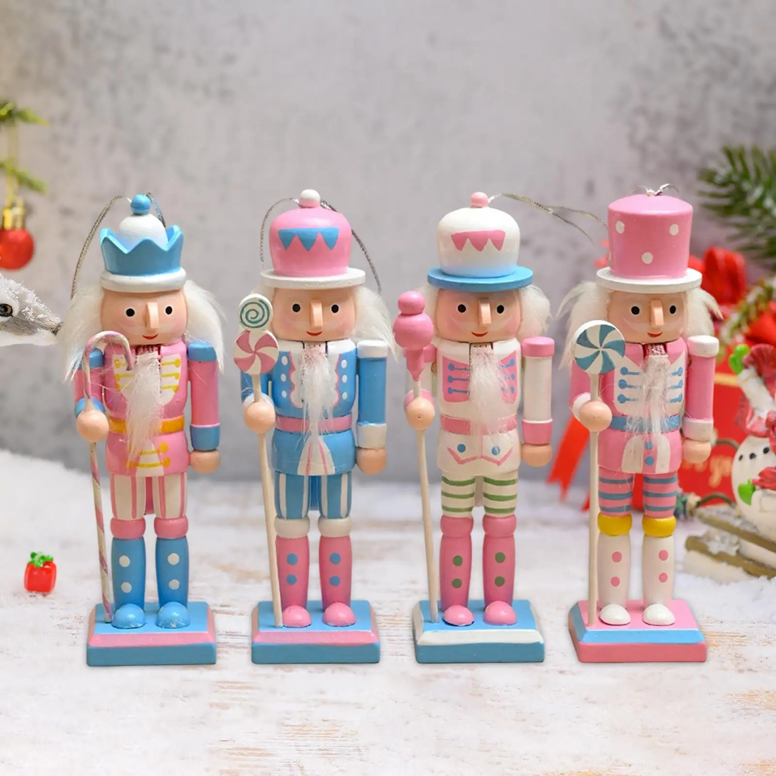 4x Christmas Nutcracker Decoration 5 inch Length for Holiday Wall Farmhouse