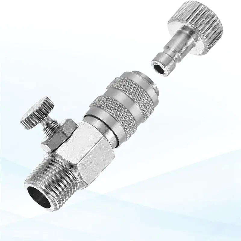 ABXF-Quick Release Disconnect For Air Brush Hose, 1/8" For Air Brush Quick Connect Set(3Pcs), Silver Metal For Airflow Control V