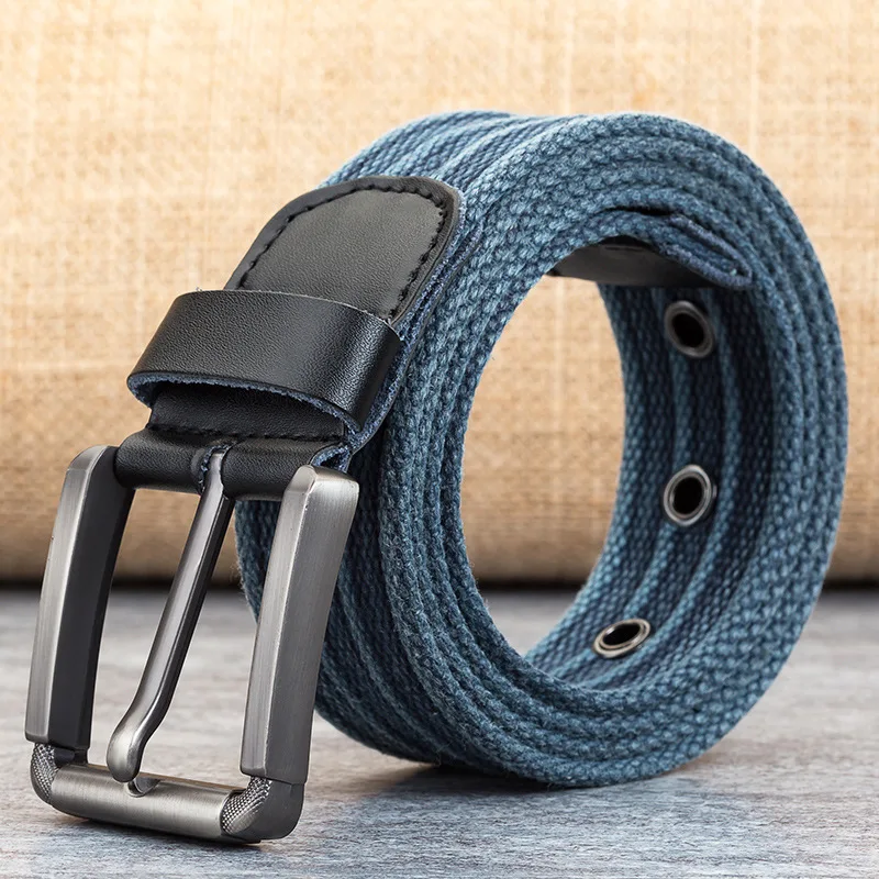 Canvas Belts Men's Fashion Casual Luxury Designer Jeans Accessories Polyester Woven Nylon Youth Stripe Pin Buckle Belts