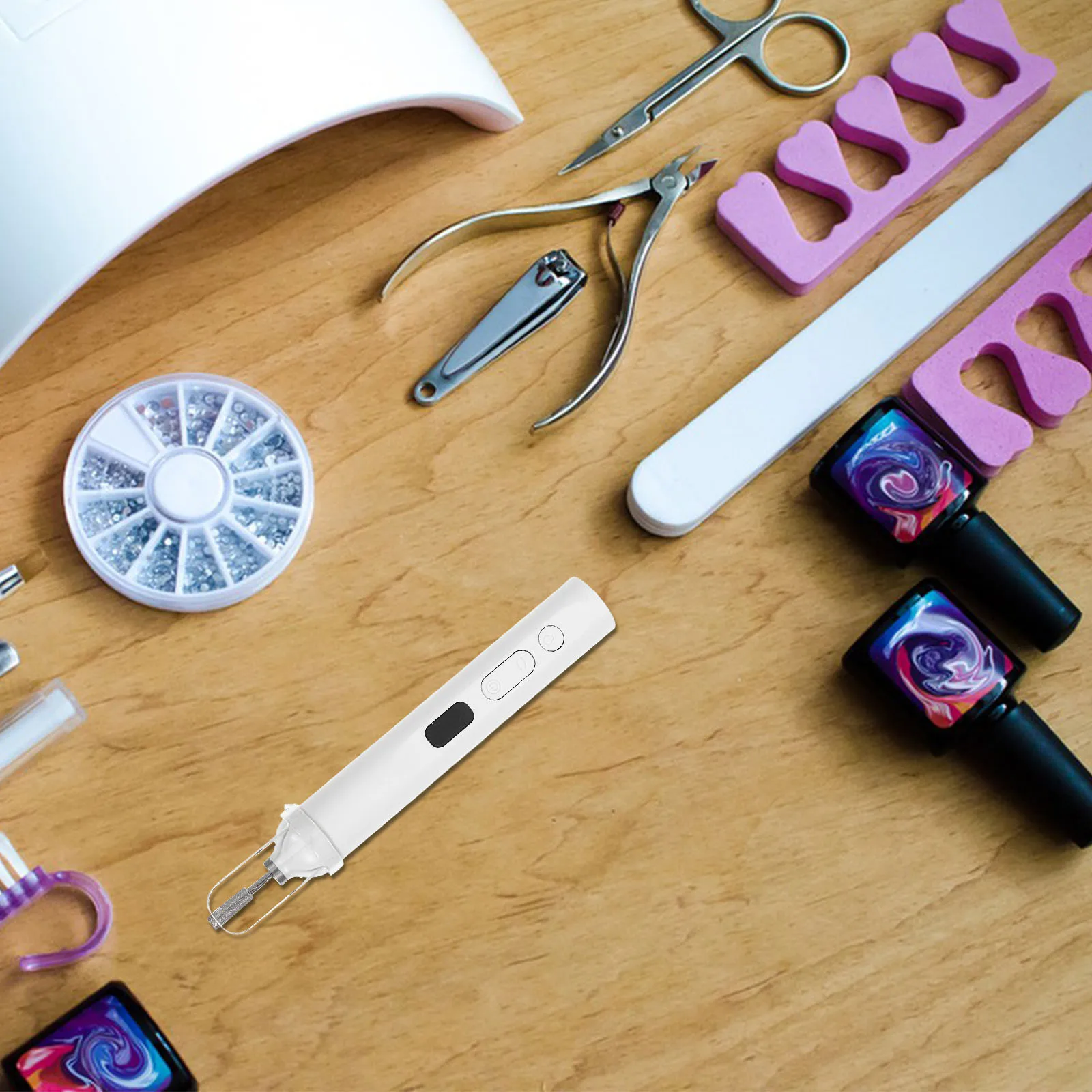 

Electric Drill Machine Portable Pen Drying Lamp 2 In 1 Multi-Function Kit For Manicure Pedicure Quick Dry Lightweight