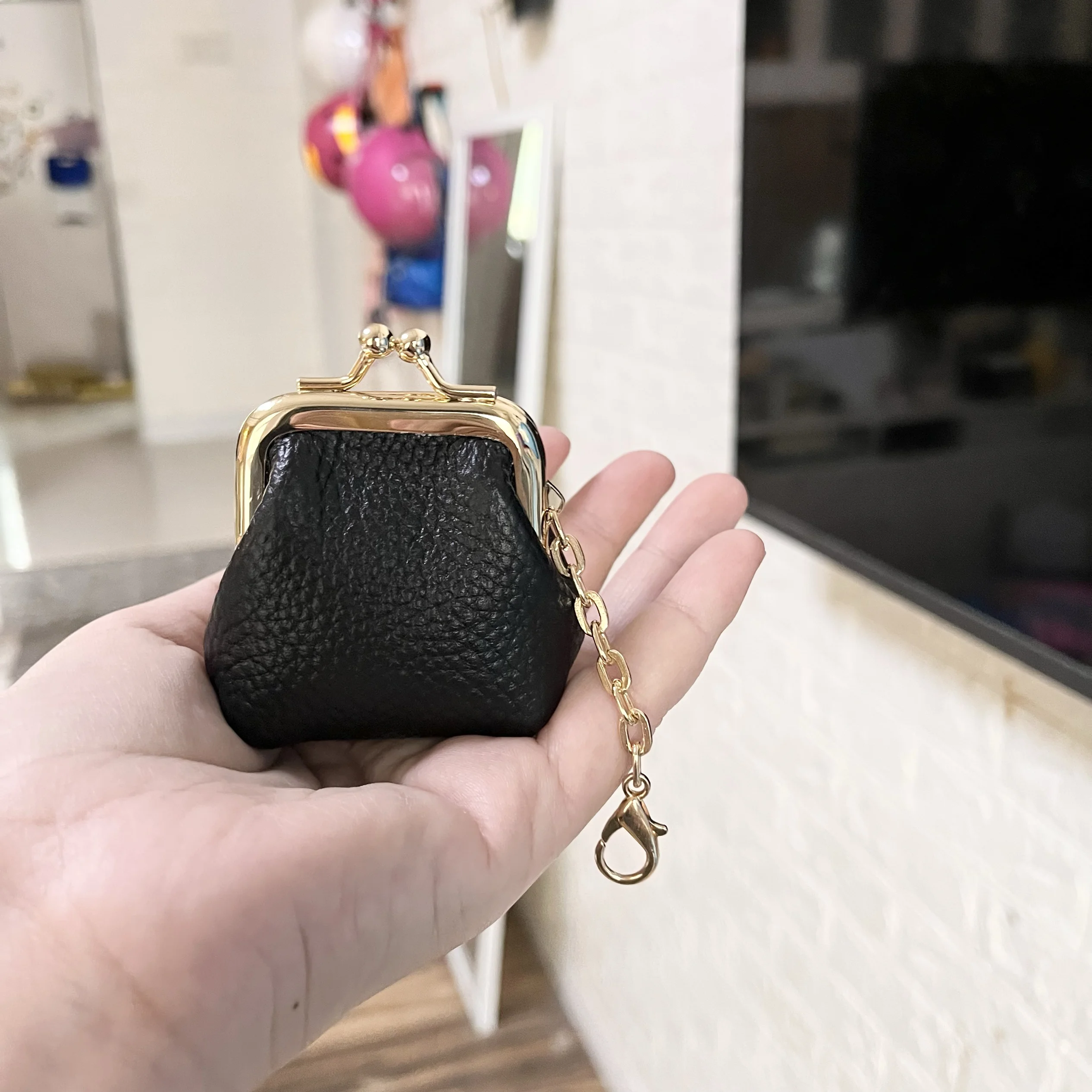 محفظة جلدية عتيقة من طبقة علوية من جلد البقر، حافظة نقود وسلسلة مفاتيح للنساء، حقيبة تخزين متعددة الوظائف للمفاتيح وسماعات الرأس