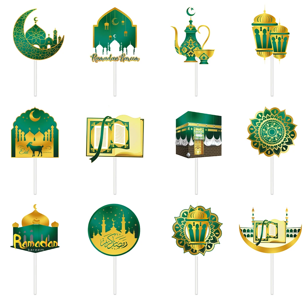 12 قطعة عيد مبارك قطاعات الكيك رمضان كريم حفلة إسلامية كعكة توبر القمر ستار مسجد كعكة الحلوى لتقوم بها بنفسك الديكور
