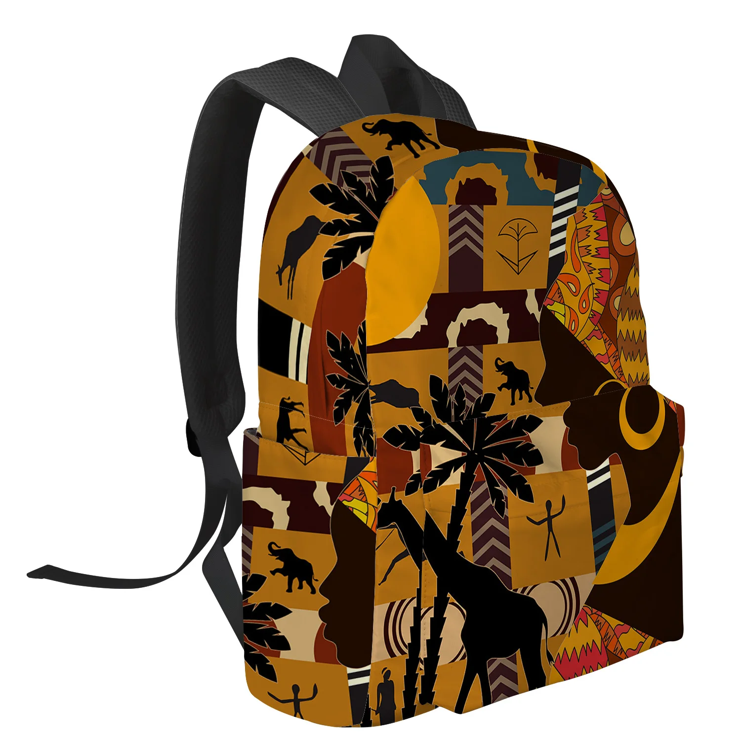 African Woman Female Elephant Giraffe Backpacks Teenagers Student School Bags Laptop Backpack Men Women Female Travel Mochila