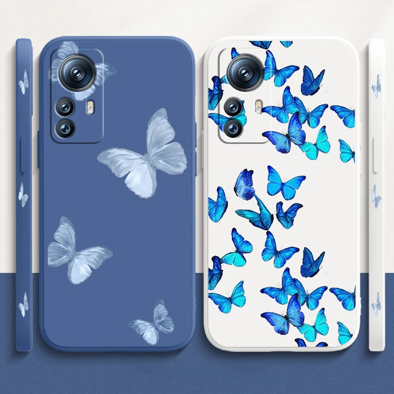 

Butterfly Fashion Beautiful Liquid Left Rope For Xiaomi Mi 14 13T 13 12T 12 11T 11i 11 A3 10T 10 9 Pro Lite Ultra 5G Cover