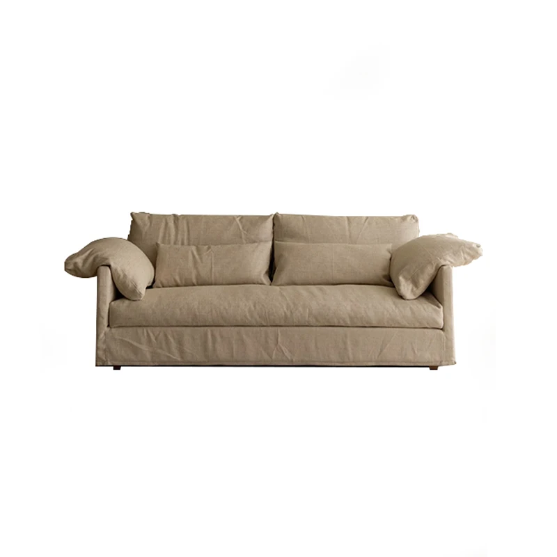 Wabi-sabi Style Fabric Linen Sofa Removable Washable Cotton Linen Down Small Household Card Seat B&B Living Room Furniture