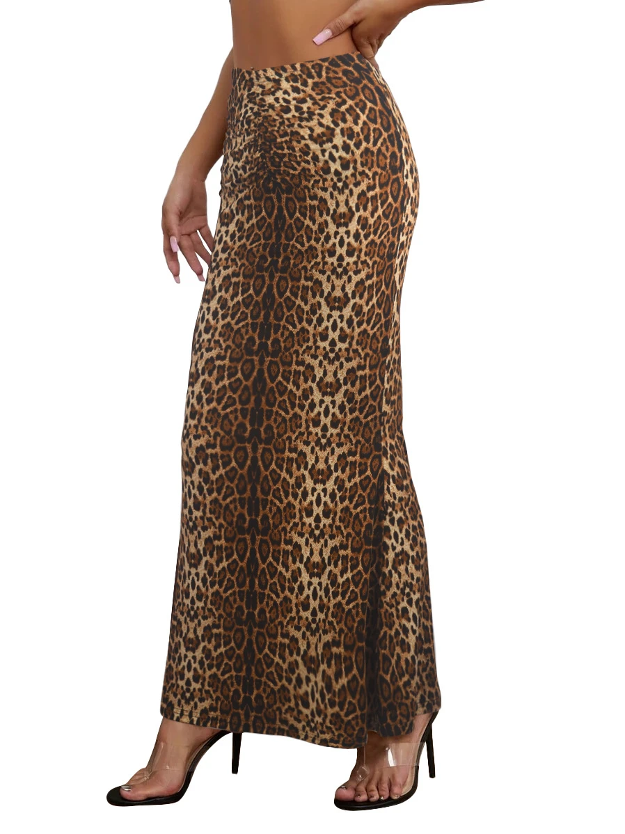 Leopard Print Sexy Slim Lit Skirt Fashionable High Waist Hip Fishtail Long Skirts Women  Autumn and Winter Streetwear Y2k Skirt