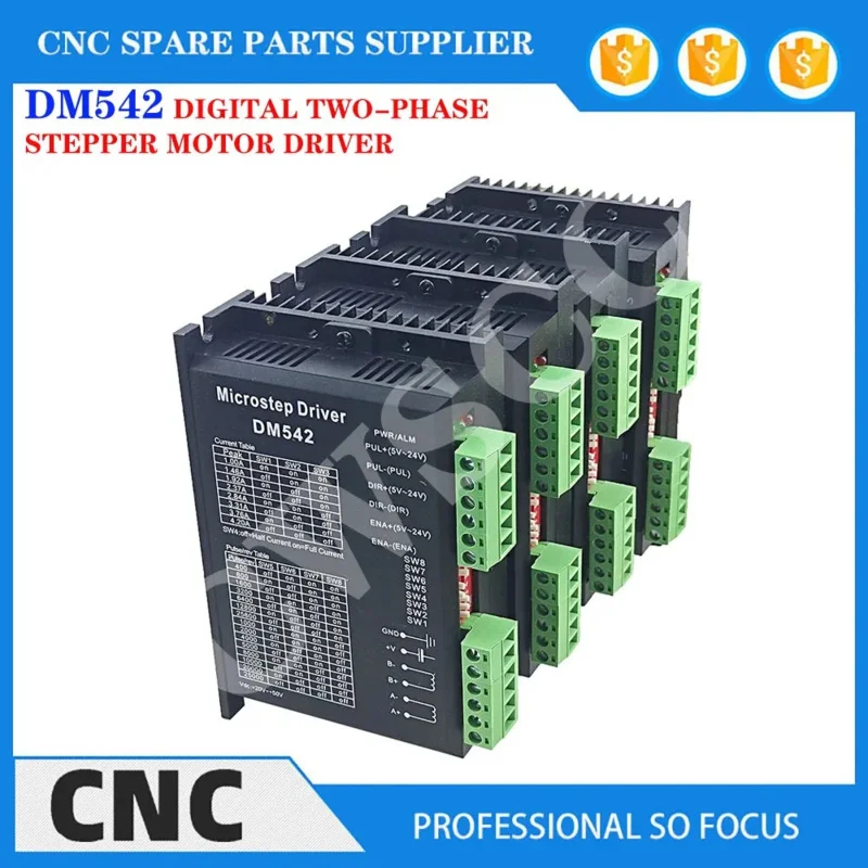 4PCS  DM542 Stepper Motor Controller For 57 86 Series 2-phase Stepper Motor Driver 18-48 VDC Nema17 Nema23