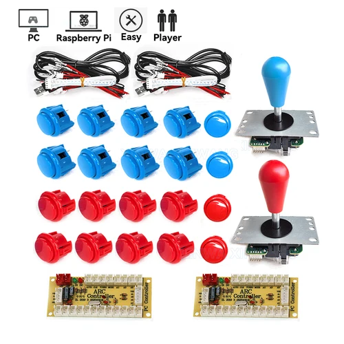 Juego Arcade joystick DIY Kit controlador USB de retardo cero SANWA Joystick de 8 vías 24/ 30mm botones para PC, Raspberry Pi