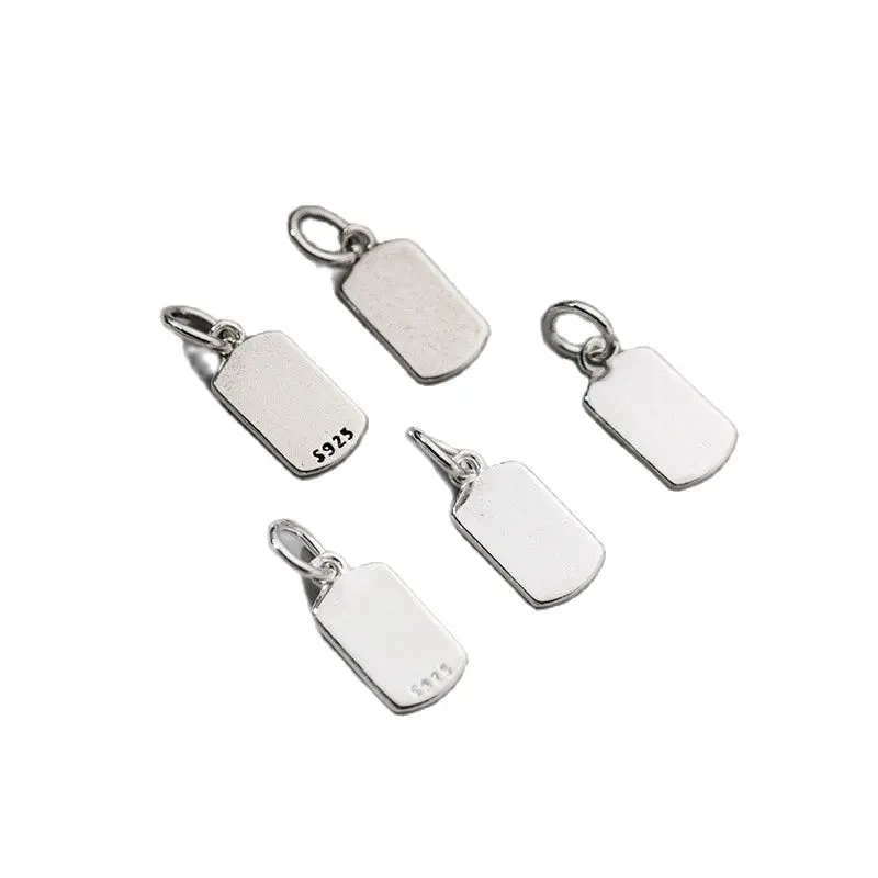 1pc/Lot 925 Sterling Silver Simple Square Antique Charms 13.5x7mm Necklace Bracelets Ring Pendants DIY Jewelry Accessories