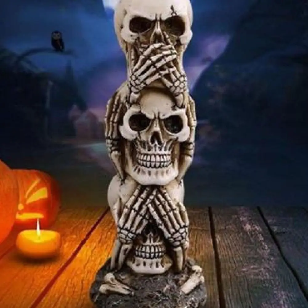 Funny Handicraft Skeleton Character Statues 3D Terrifying Halloween Skeleton Ornaments Cartoon Resin Skull Figurine Photo Props