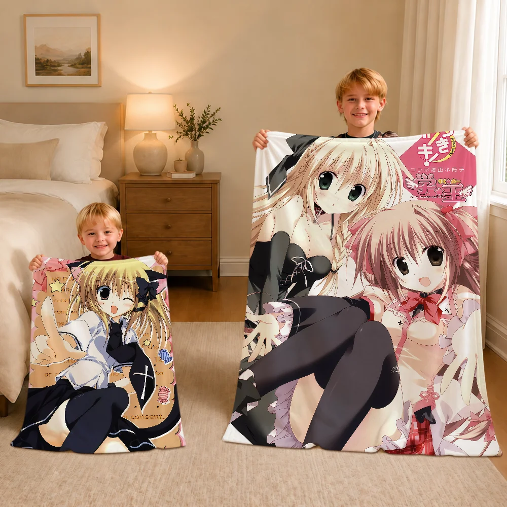 Moe Anime Girl Tsuki Tsuki Manga Warm Soft Plush Blanket For Sofa Living Room Nap Home Bedroom Travel Gift Flannel Pet Hogar