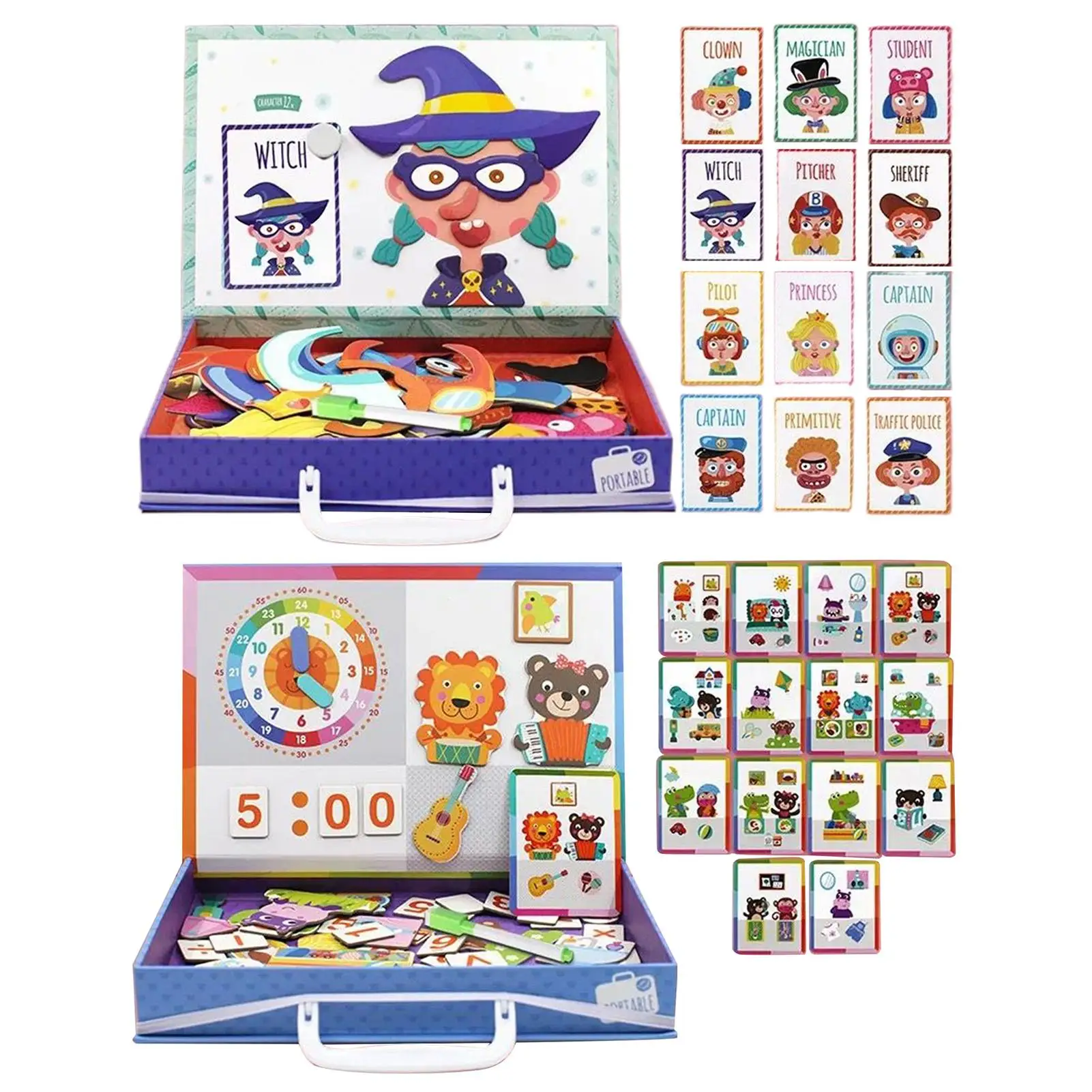 Quebra-cabeças magnéticos dupla face brinquedos educativos haste brinquedo para meninos meninas crianças festa de aniversário viagem casa pré-escolar escola