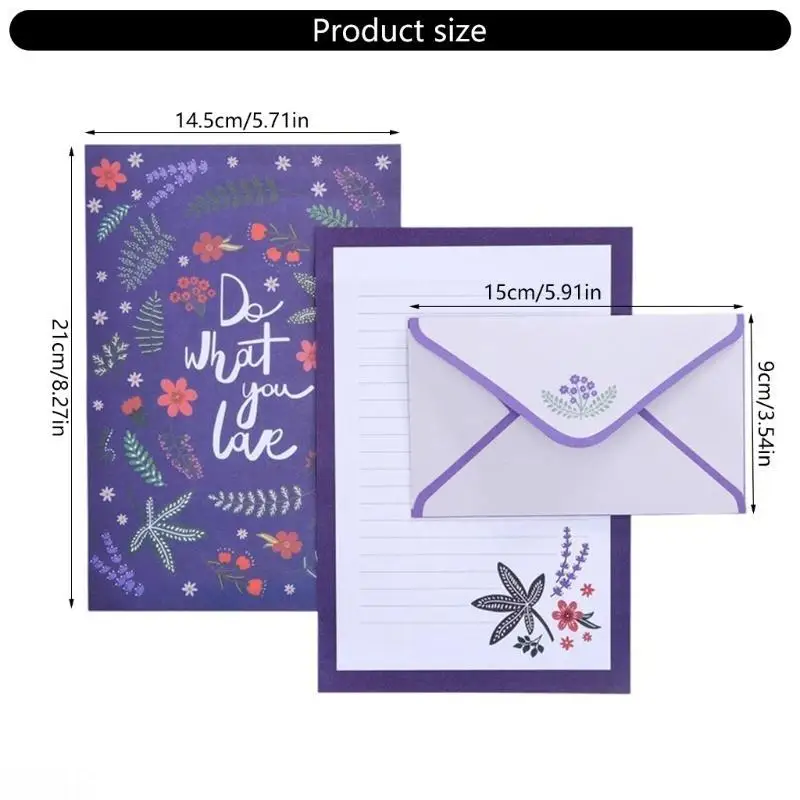 D08B Correspondence Envelope Set with Delicate Flower Pattern and Wildlife Artwork