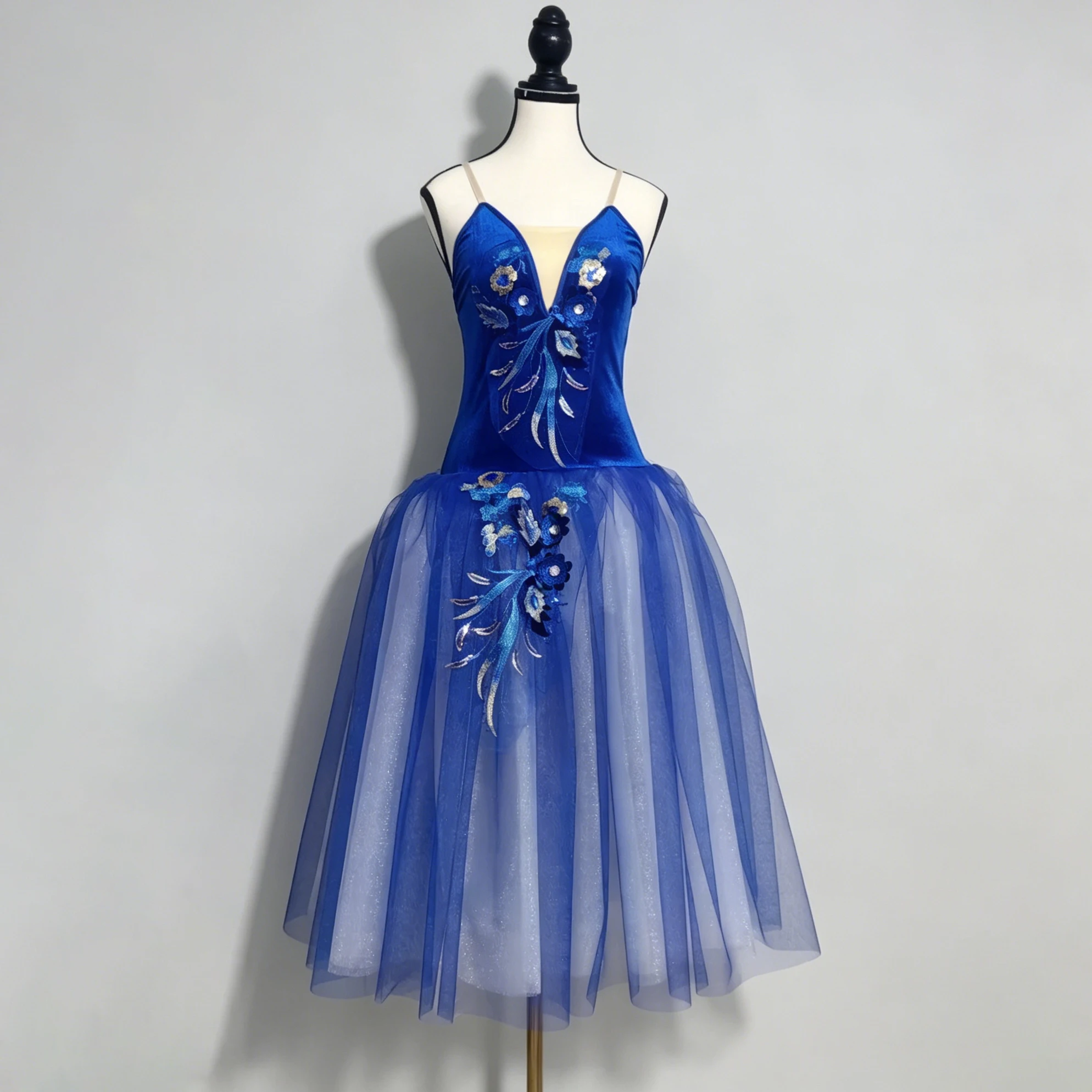 

Professional Romantic Tutu long Ballet Dress slip Embroidered applique Ballerina Party Dress Children Ballet Dance Costumes