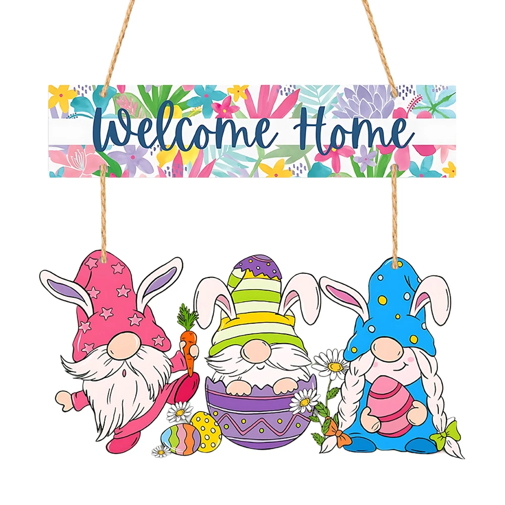 Garden Sign Easter Door Sign Easter Celebration Convenient Hanging Rope Solid Wood Construction Door For Spring