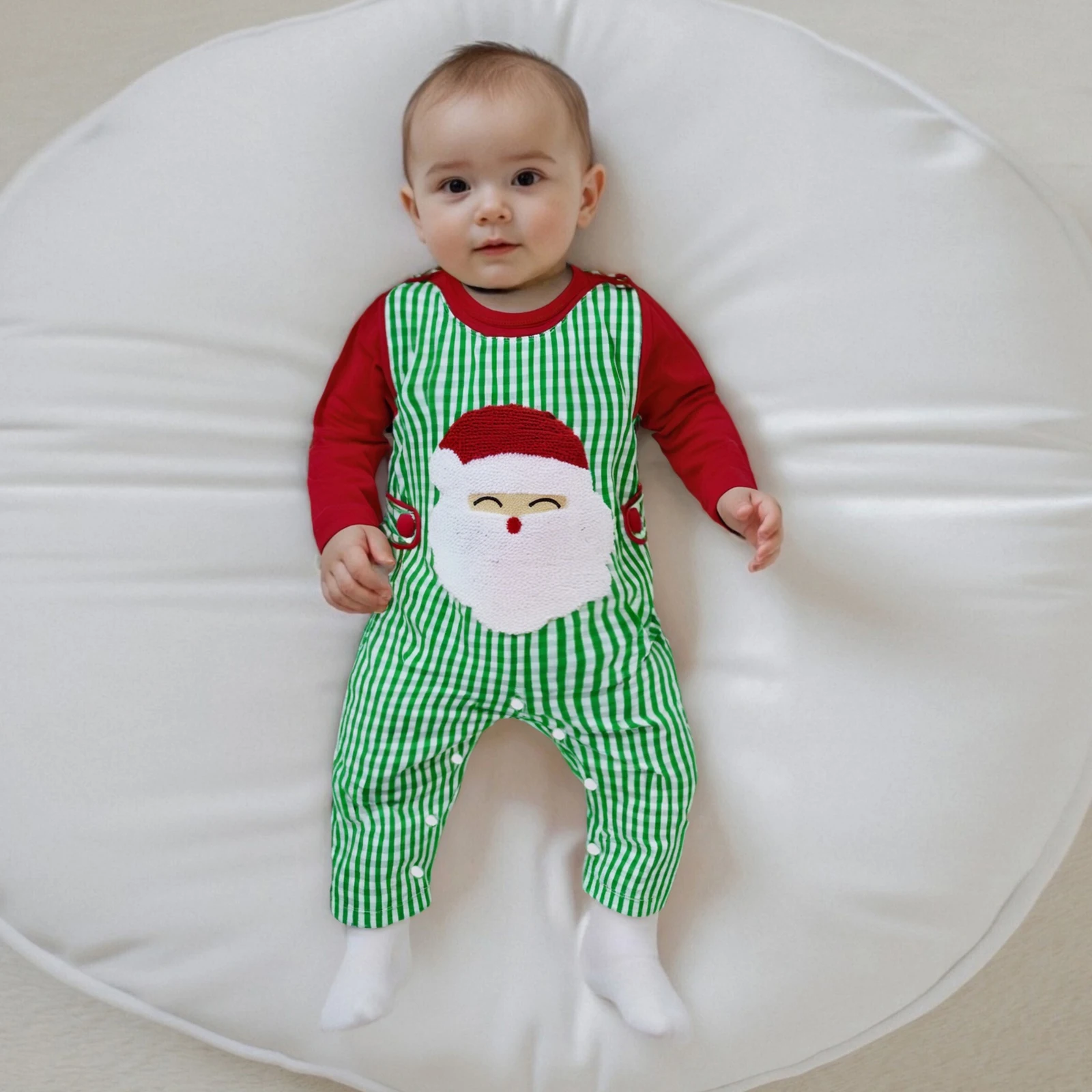 Baby Boy Christmas Clothes Plaid Print Long Sleeve Lapel Romper Gingerbread Man Embroidery Overall Pants 2Pcs Outfit