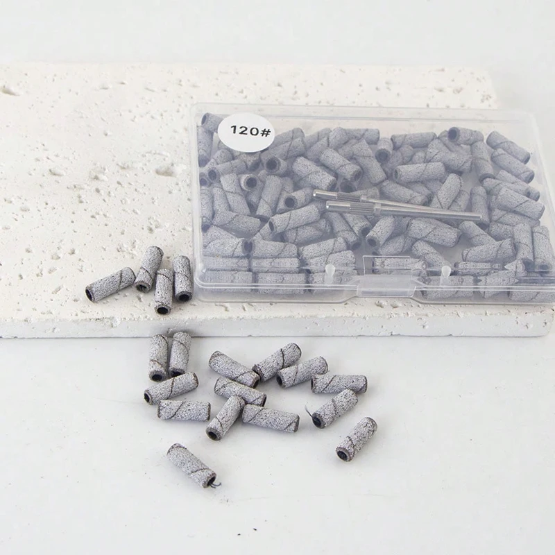 ネイルドリル用サンディングバンド50個、マンドレルビットセット2個付き、ジェルマニキュアとペディキュア用