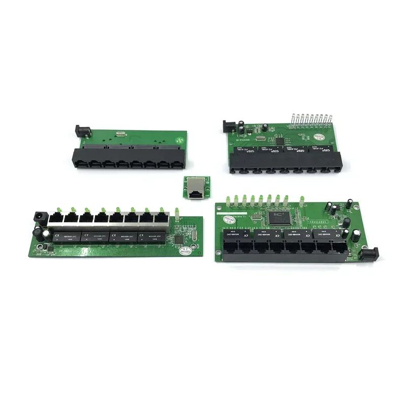 OEM factory direct mini fast 10 / 100mbps 8-port Ethernet network lan hub switch board two-layer pcb 2 rj45 1 * 8pin head port