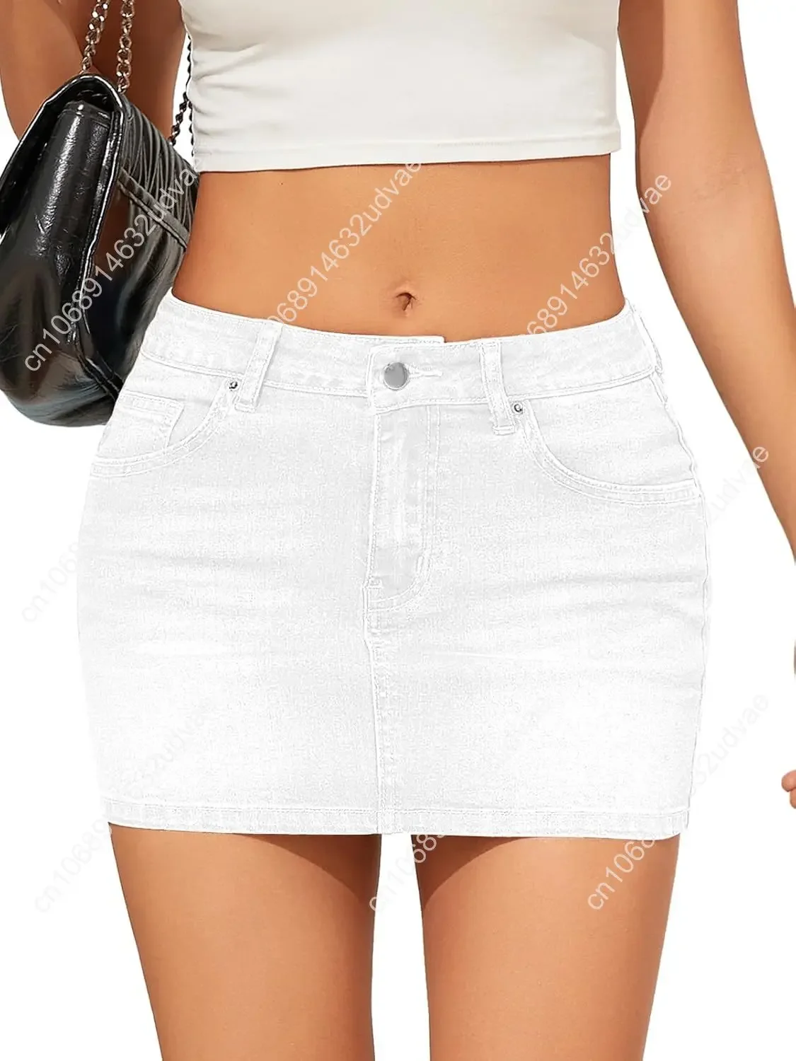 Women's Jean Skirts Low Waisted Casual Stretch Denim Mini Skirt with Pockets Sexy Denim Skirt for Women 2025 Trendy