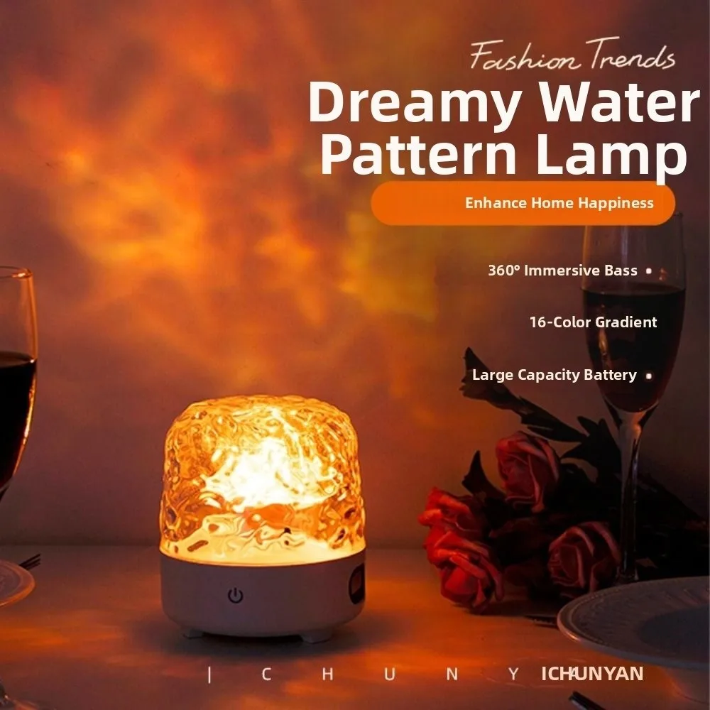 16 Colors Shower Light with Bluetooth Speaker Dynamic Water Ripple Remote Control Ocean Wave Projector Light Touch Control