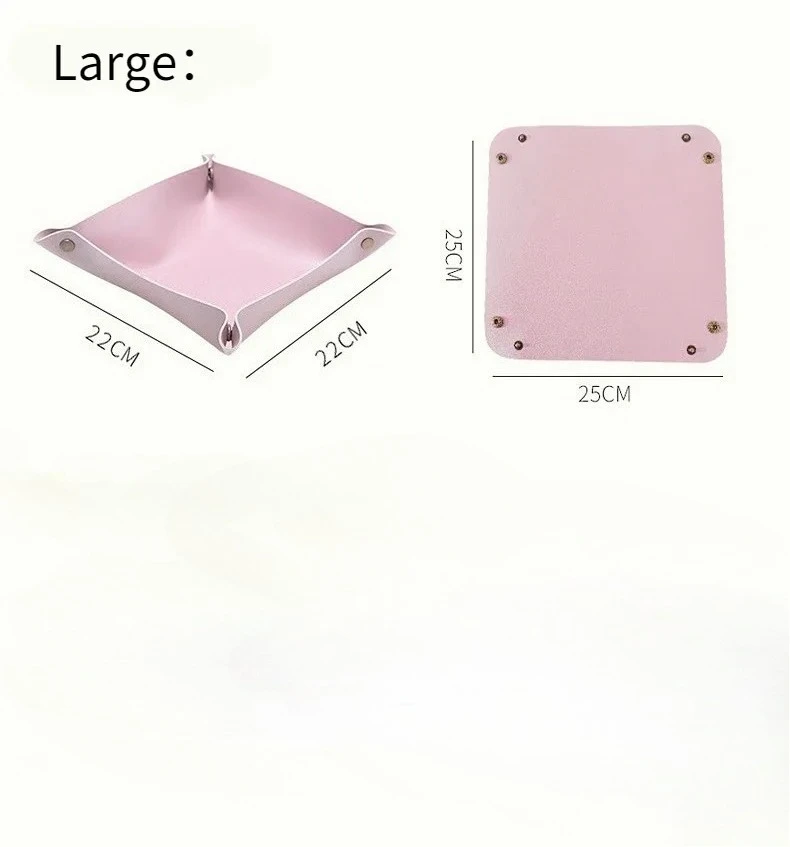 1pc 25cm/9,84in Leder Ablage Würfel Box Münze Desktop Schmuck Box Make-Up Schlüssel Tablett DIY Haushalt falten Tablett Lagerung Fall – Detail 2