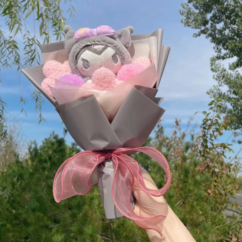 Мультяшная плюшевая кукла My Melody Kuromi Cinnamoroll Kt Cat, Креативный цветочный букет, подарок на день Святого Валентина, Рождество, выпускной