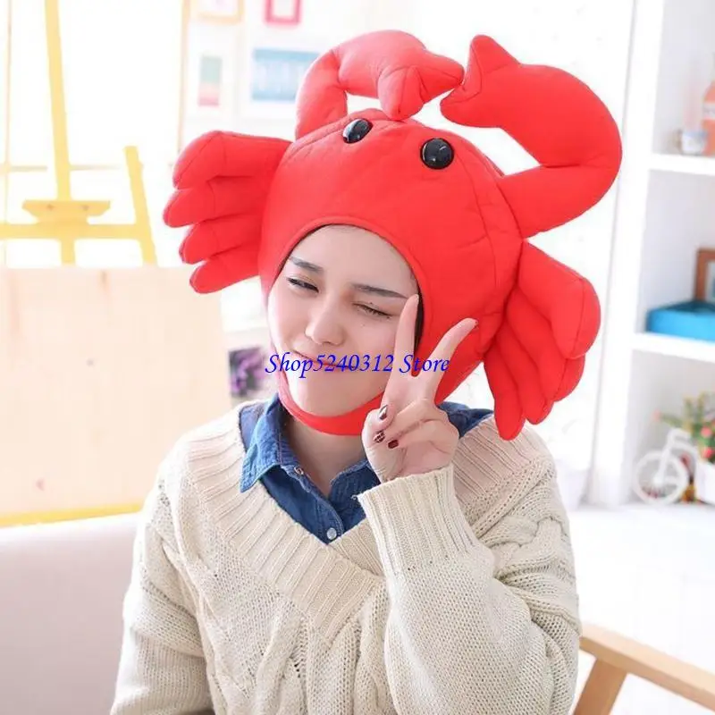 

634C Новинка Забавный мультяшный краб плюшевая шляпа мягкая игрушка прекрасный костюм для косплея полный головной убор Кепка для