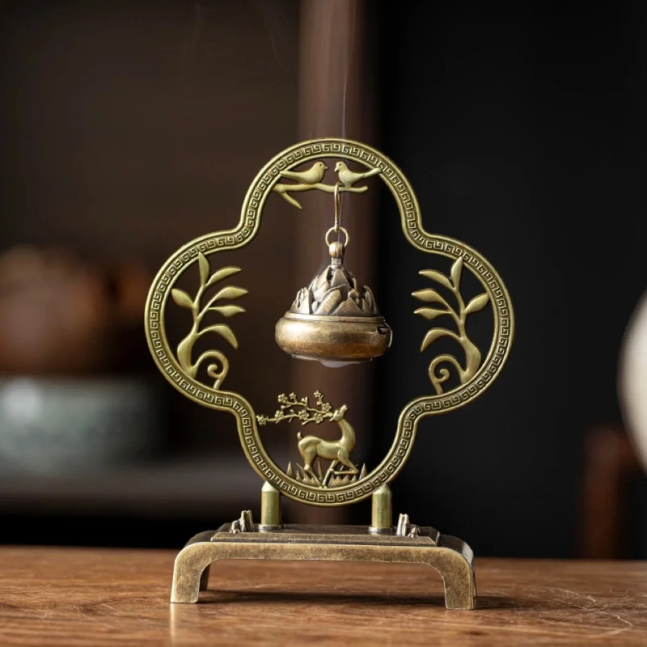 

Small alloy hanging incense burner, Sandalwood censer for coil incense, Tea room aromatherapy burner, home decor ornament