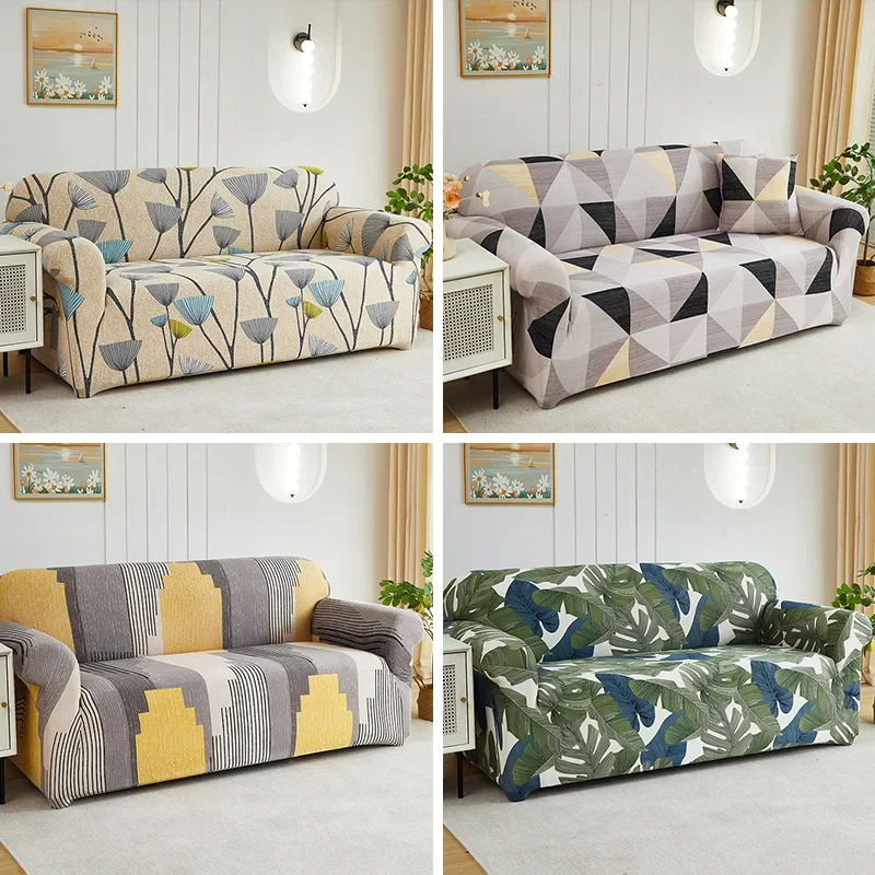 Armchair Corner Sofa Cover Leaves Stretch Sofa Cover Couch Cover Slipcovers Chaselong Protector for Pets and Kids Fully Wrap