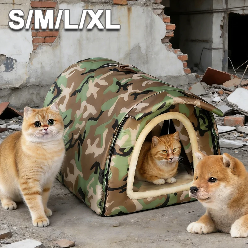 

Утепленный всесезонный уличный домик-лежанка для бездомых кошек с плюшевым матрасом и ремнями для крепления, водонепроницаемый и ветрозащитный, для тяжелых условий эксплуатации