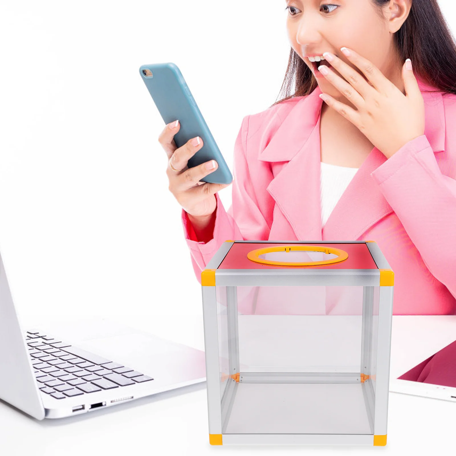 

20Cm Multifunctional Raffle Ticket Box Clear Donation Box Fundraising Prize Draw Suggestion Voting Container Large Spacious