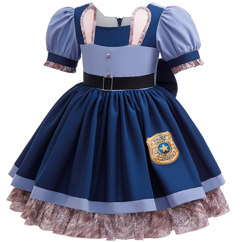 Girls Blue Bunny Police Costume Dress Kids Cosplay Party Dress with Puffy  Sleeve Badge Halloween Fancy Dress for Little Girls - AliExpress 1501