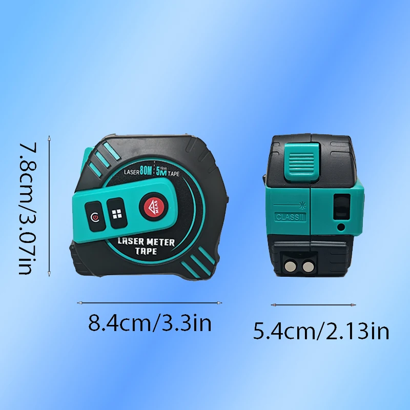 محدد المدى بالليزر 2 في 1 لشحن USB، 131 قدمًا/262 قدمًا، مع شريط قياس 16 قدمًا، شاشة LCD، أوضاع قياس متعددة وحدة