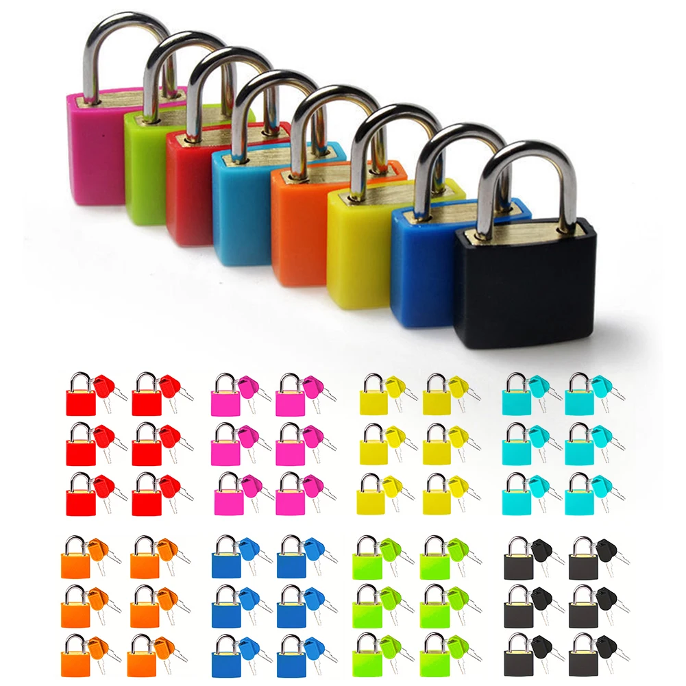 

10pcs Baggage Lock with 2 Keys Travel Suitcase Padlock Lock 23MM Plastic Case Drawer Luggage Padlock for Home School Gym Office