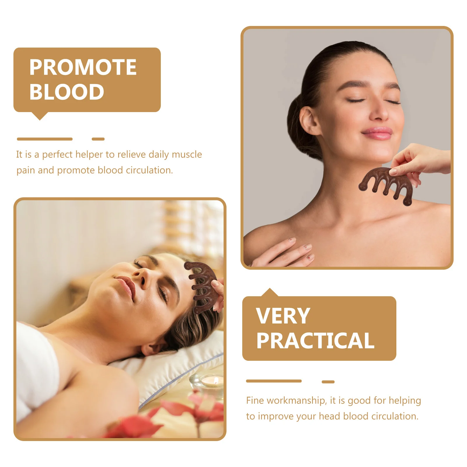 

Натуральная деревянная расческа для волос, инструмент для массажа кожи головы с широкими зубьями, портативная деревянная расческа для облегчения боли в теле