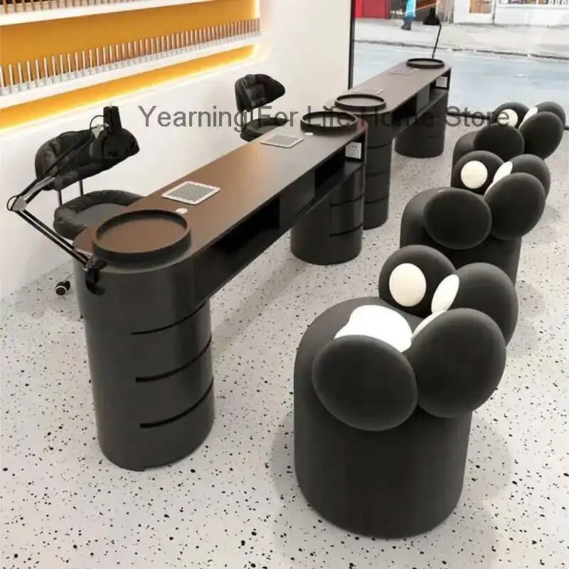 

Desk Workstation Table Nail Nordic Accessories Kawaii Barbershop Nail Table Stand Black Tavolo Per Unghie Salon Furniture