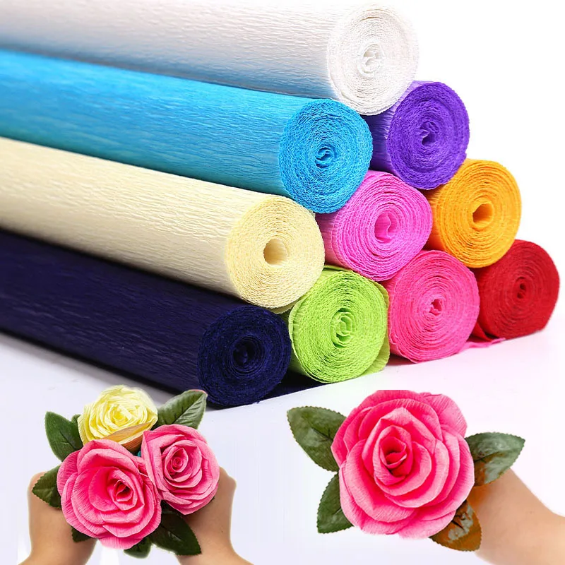 50x250cm Colored Crepe Paper Roll Origami Crinkled Crepe Paper Craft DIY Flowers Decoration Gift Wrapping Thickened Paper Craft